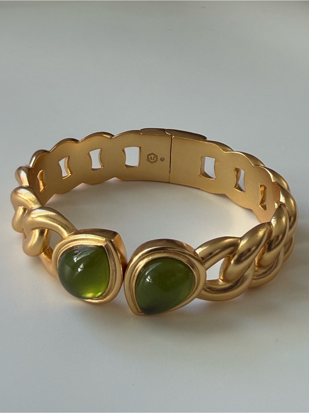 NWOT Julie Vos Gold-Tone Bracelet with Green Cabochons - Picture 4 of 11